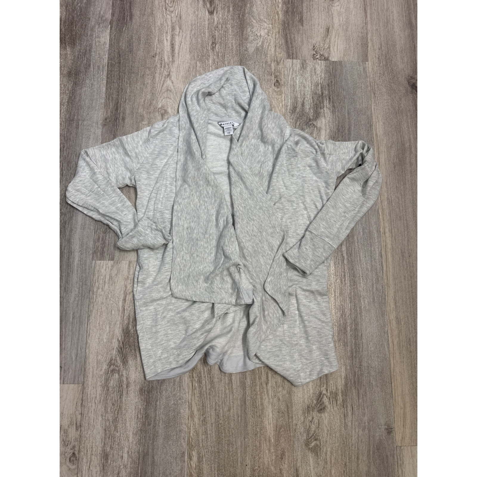 Athleta Pranayama Wrap Heathered Gray Open Front Cardigan Xxs Thumbholes Shawl